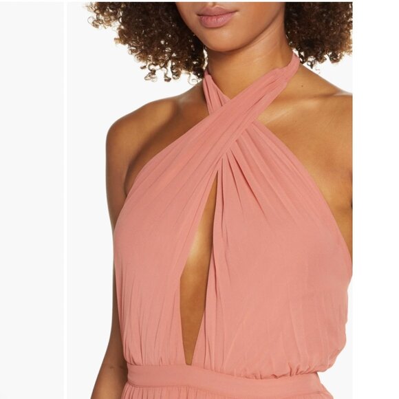 💃 Ali & Jay | Soho House Terra Cotta Pleated Halter Midi Dress Large NWT - Picture 4 of 10